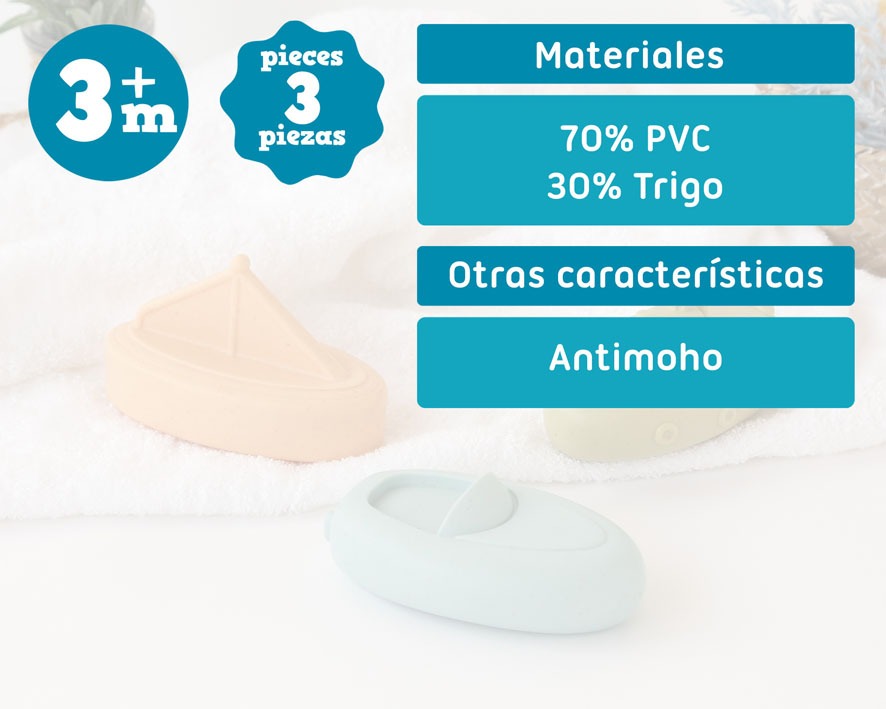 SET 3 BARQUITOS ANTIMOHO PARA EL BAÑO KIOKIDS