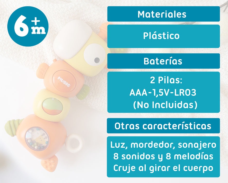Juguete Musical Jirafa Mordedor y Sonajero de Kiokids
