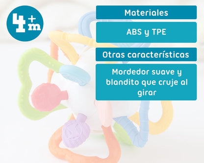 MORDEDOR SENSORIAL EN FORMA DE BOLA PARA BEBÉS KIOKIDS
