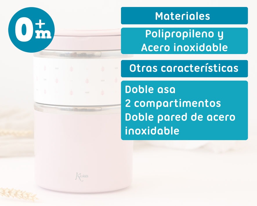 TERMO PAPILLERO CON DOS COMPARTIMENTOS DE ACERO INOXIDABLE KIOKIDS