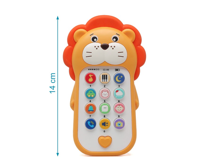 TELÉFONO MUSICAL LEÓN PARA BEBÉS CON SONIDOS DE ANIMALES KIOKIDS