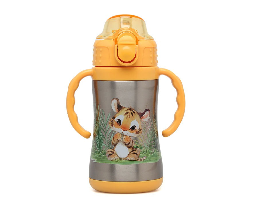 Botella tigre de acero inoxidable con asas 280ml de Kiokids