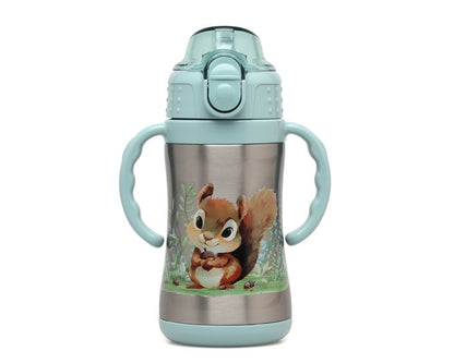 Botella ardilla de acero inoxidable con asas 280ml de Kiokids