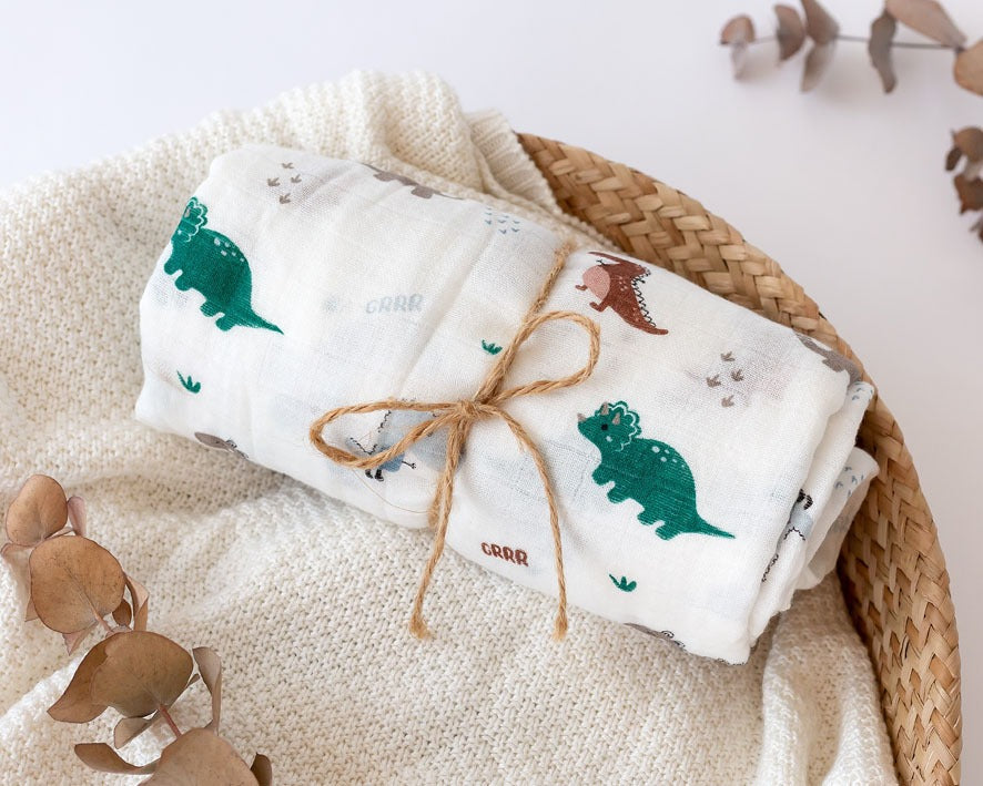 Muselina Bambú Dinosaurios 120x120 Kiokids