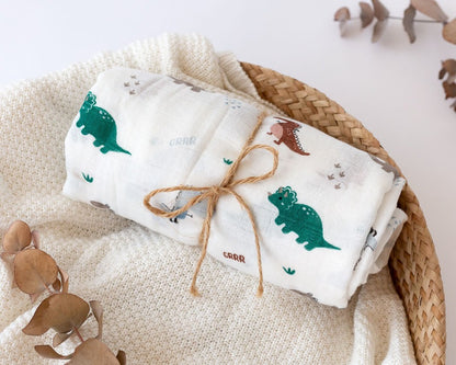 Muselina Bambú Dinosaurios 120x120 Kiokids