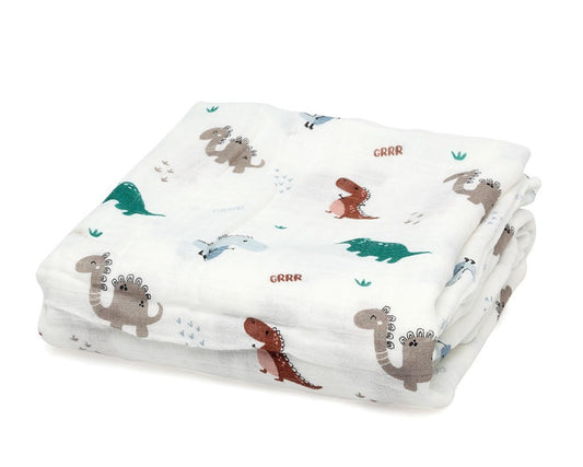 Muselina Bambú Dinosaurios 120x120 Kiokids