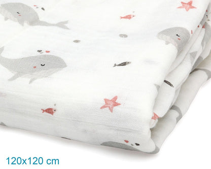 Muselina Bambú Oceano 120x120 Kiokids