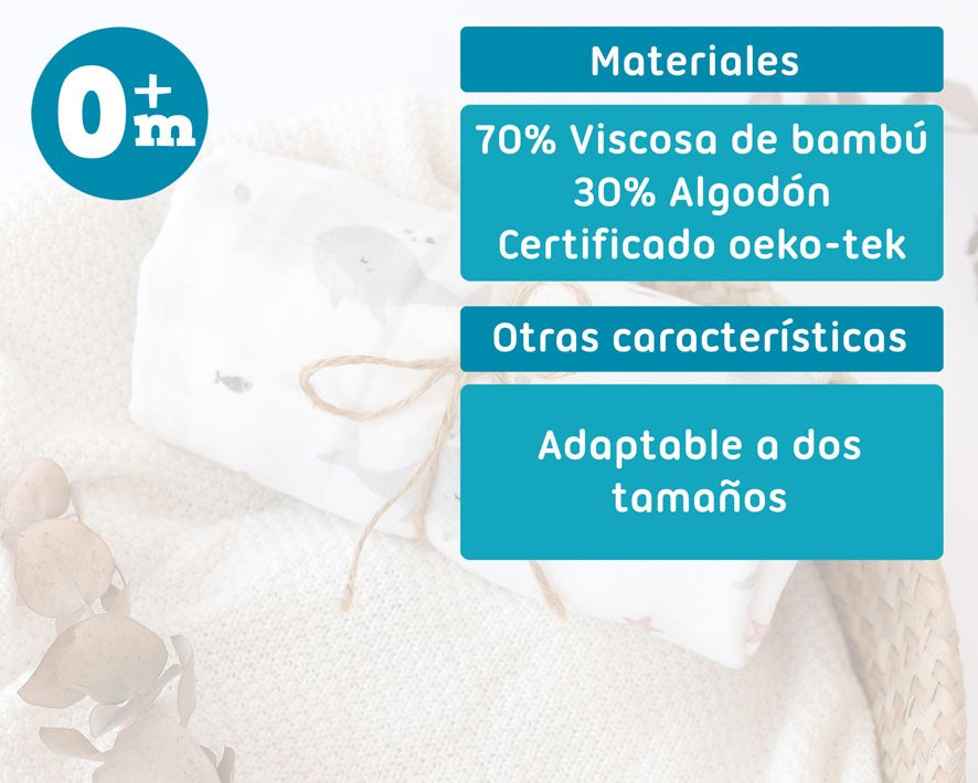 Muselina Bambú Oceano 120x120 Kiokids