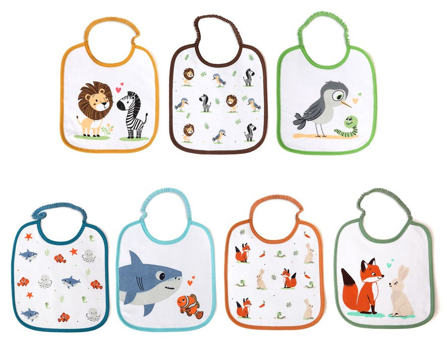 Set de Baberos Impermeables 7 unidades con "Motivos de Animales" de Kiokids