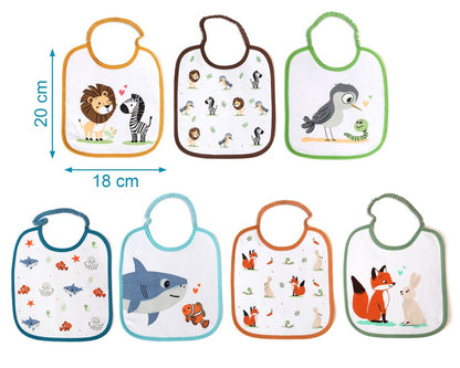 Set de Baberos Impermeables 7 unidades con "Motivos de Animales" de Kiokids