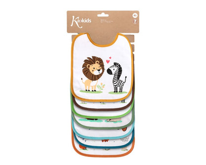 Set de Baberos Impermeables 7 unidades con "Motivos de Animales" de Kiokids
