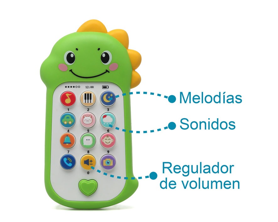 TELÉFONO MUSICAL DINOSAURIO PARA BEBÉS CON SONIDOS Y MELODÍAS