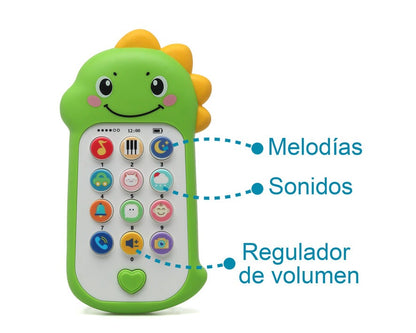 TELÉFONO MUSICAL DINOSAURIO PARA BEBÉS CON SONIDOS Y MELODÍAS