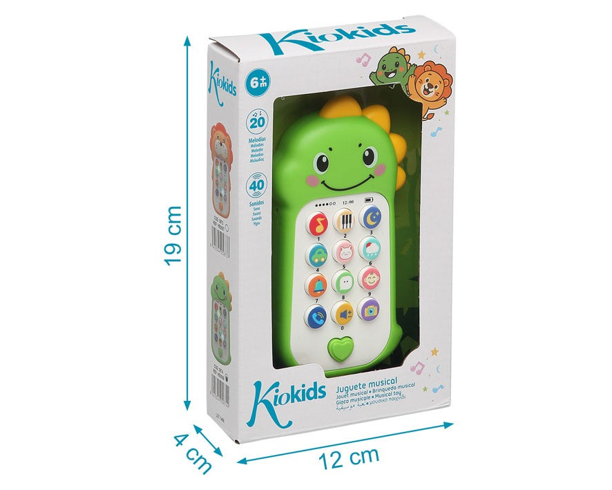 TELÉFONO MUSICAL DINOSAURIO PARA BEBÉS CON SONIDOS Y MELODÍAS