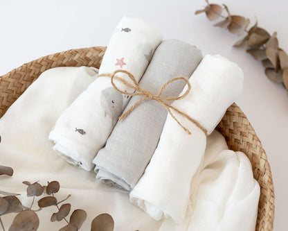 Pack 3 Gasitas 70x70cm de Bambú Kiokids