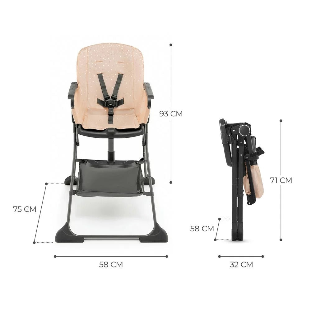 Kinderkraft FOLDEE Trona Bebé, ergonómica, cómoda, reclinable, plegable