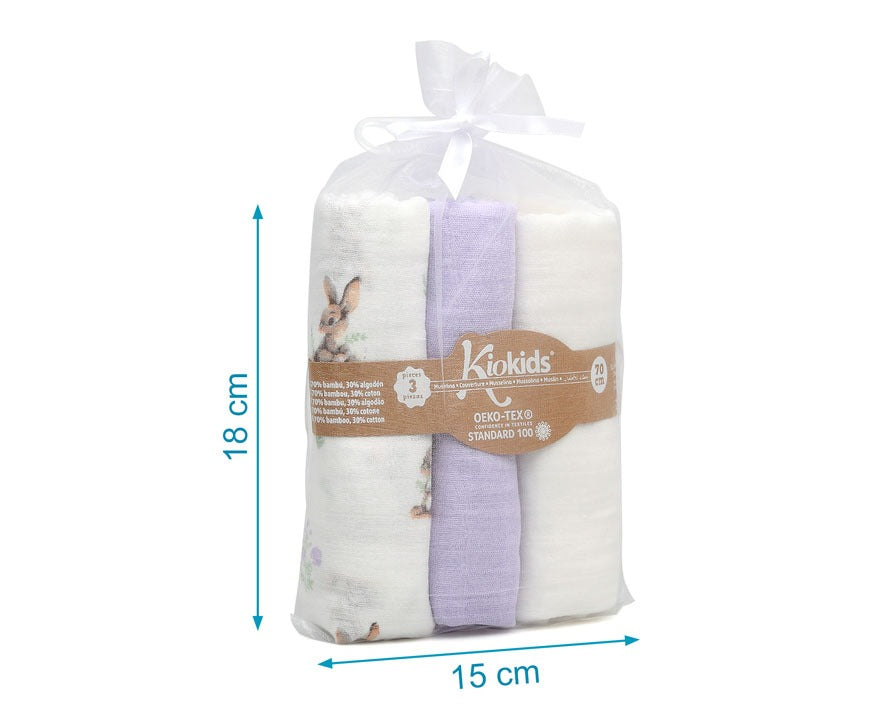 Pack 3 Gasitas 70x70cm de Bambú Kiokids