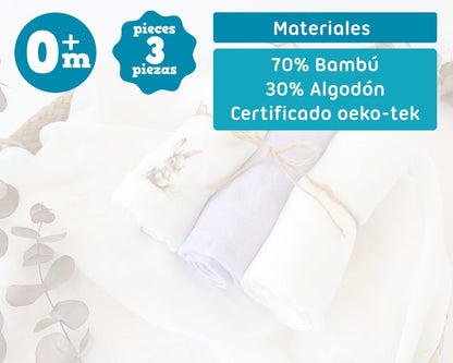 Pack 3 Gasitas 70x70cm de Bambú Kiokids