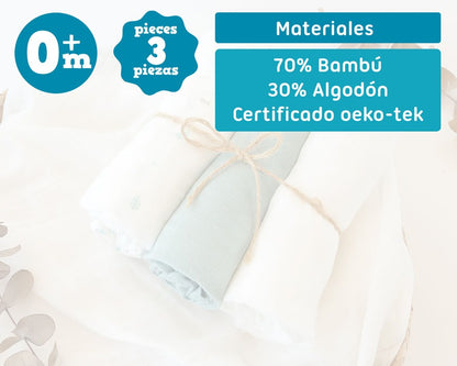 Pack 3 Gasitas 70x70cm de Bambú Kiokids