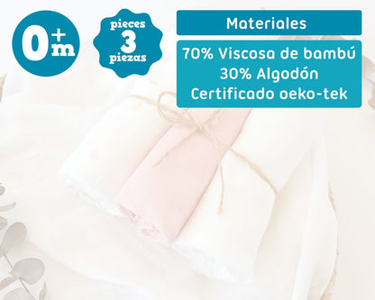 Pack 3 Gasitas 70x70cm de Bambú Kiokids