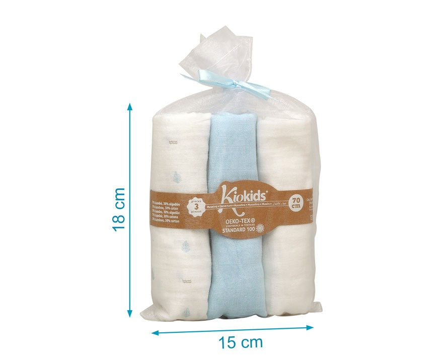 Pack 3 Gasitas 70x70cm de Bambú Kiokids