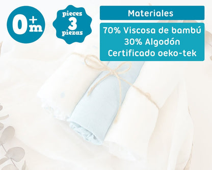 Pack 3 Gasitas 70x70cm de Bambú Kiokids