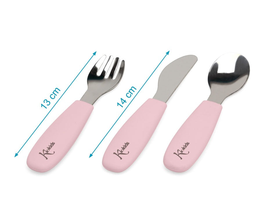 Conjunto de talheres de aço inoxidável/silicone Kiokids