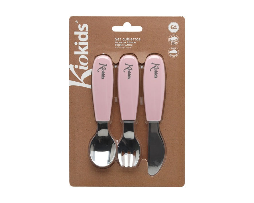 Conjunto de talheres de aço inoxidável/silicone Kiokids