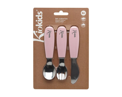 Conjunto de talheres de aço inoxidável/silicone Kiokids