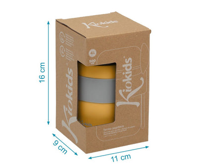 Garrafa térmica de aço inoxidável para comida de bebê Kiokids com colher