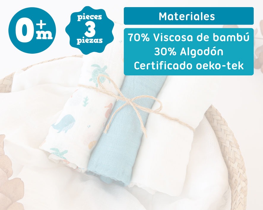 Pack de 3 Juntas de Bambu 70x70cm Kiokids