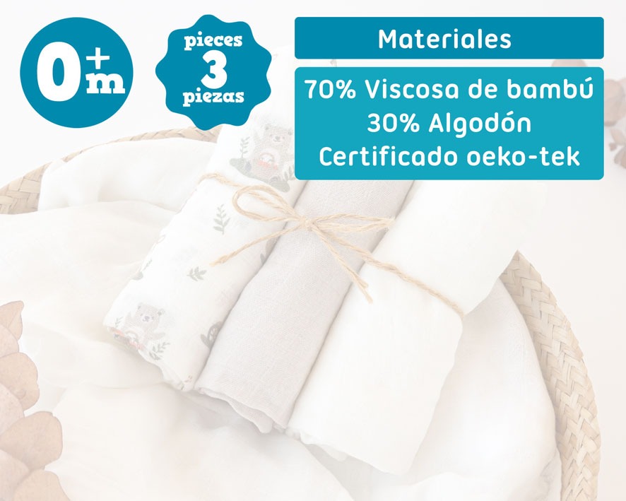 Pack de 3 Juntas de Bambu 70x70cm Kiokids