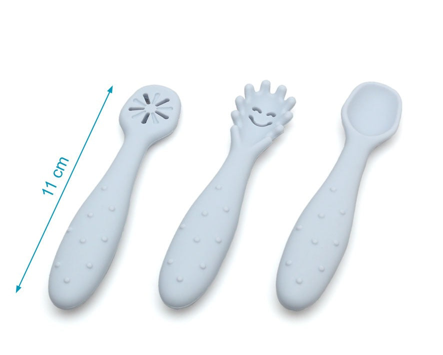 Conjunto de talheres de silicone para aprendizagem Kiokids