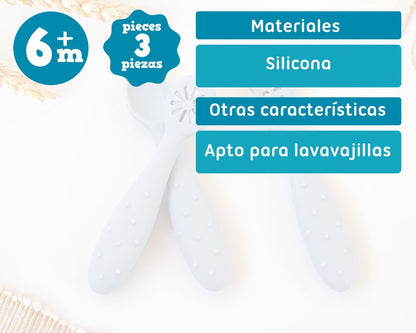 Conjunto de talheres de silicone para aprendizagem Kiokids
