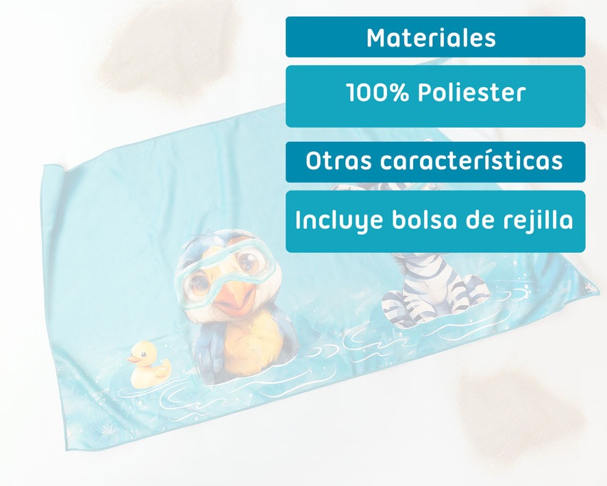 Toalha de praia de microfibra Kiokids Animalitos