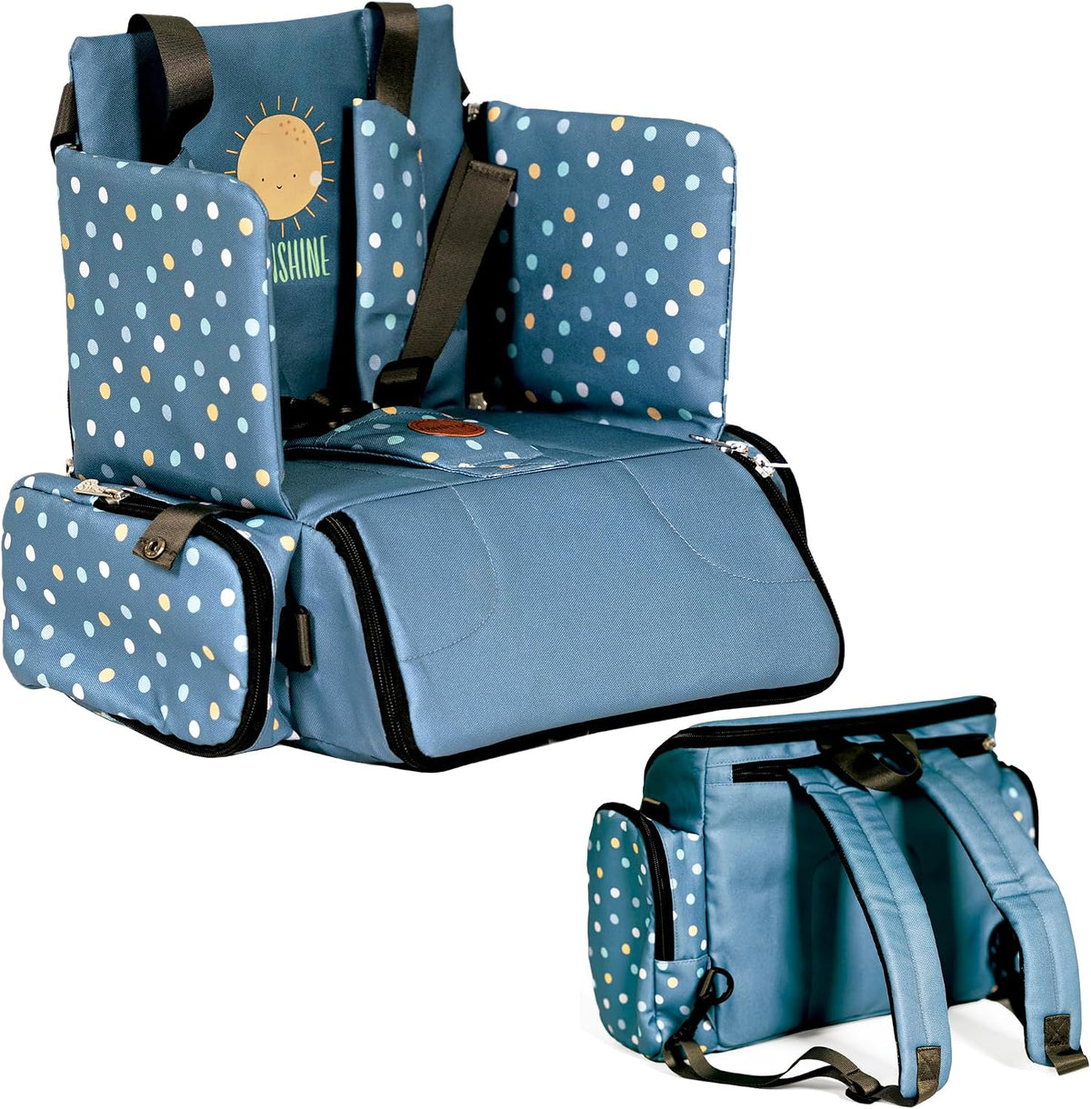 Cadeira alta portátil para bebês Olmitos 3 em 1: assento, mochila e tipoia 