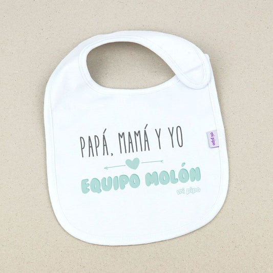 Babero Divertido Papá, Mamá y Yo Equipo molón Mi Pipo