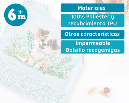 Babero impermeable con bolsillo - azul de Kiokids
