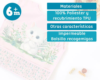 Babero impermeable con bolsillo - rosa de Kiokids