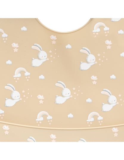 Babero Silicona Estampado Conejitos de Interbaby