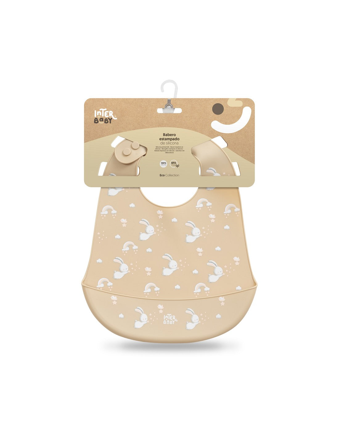 Babero Silicona Estampado Conejitos de Interbaby