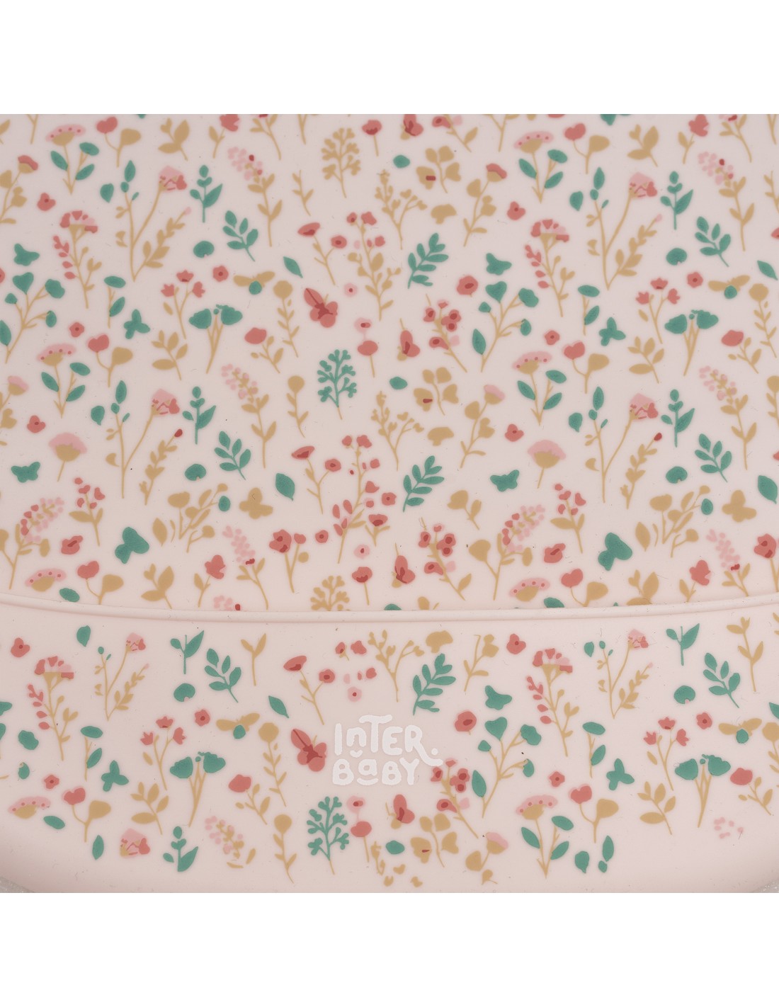 Babero Silicona Estampado Modelo Flores Petalos Rosa Interbaby