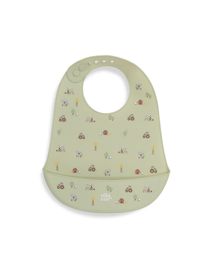 Babero Silicona Estampado Modelo Granja Koala Verde Interbaby