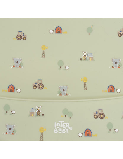 Babero Silicona Estampado Modelo Granja Koala Verde Interbaby