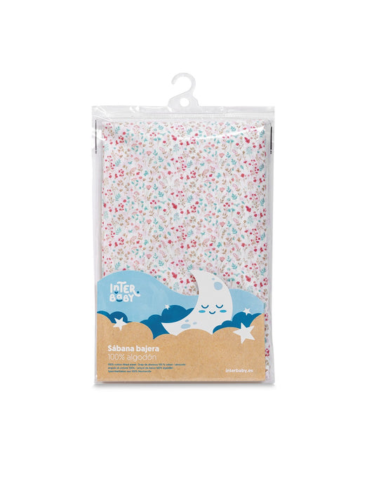 Bajera Estampada Cuna 100% Algodon Modelo Flores Petalos Rosa Interbaby