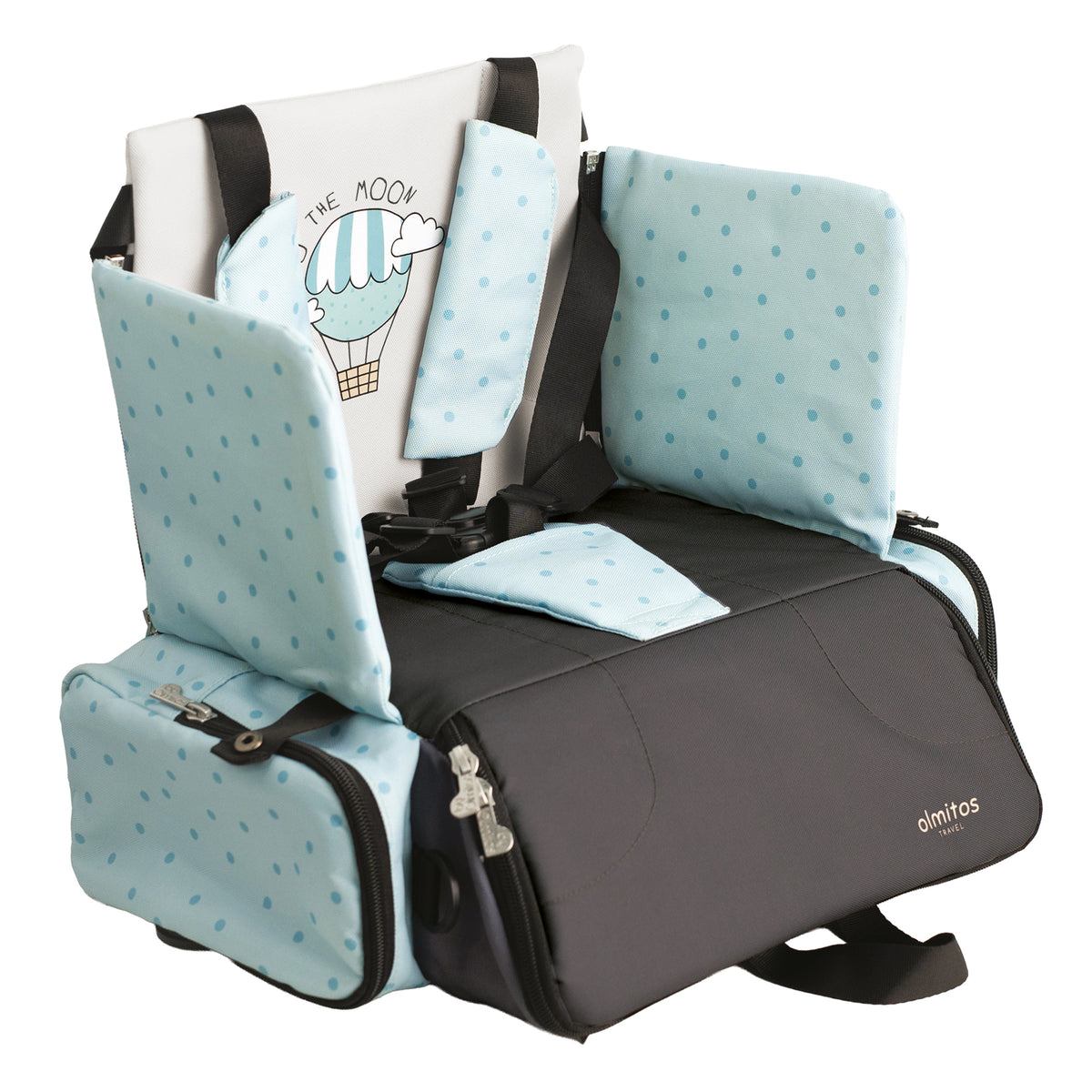 Cadeira alta portátil para bebês Olmitos 3 em 1: assento, mochila e tipoia 