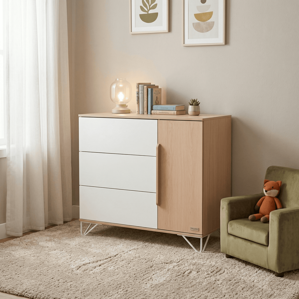 Cómoda infantil con cajones y puerta lateral- Amaia de MICUNA