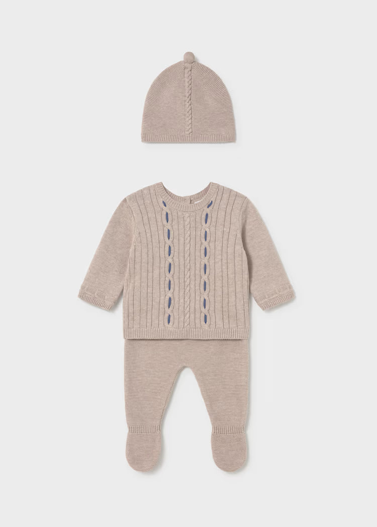 Conjunto 3 piezas tricot recién nacida 2503 De Mayoral