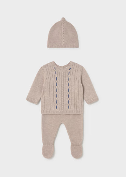 Conjunto 3 piezas tricot recién nacida 2503 De Mayoral