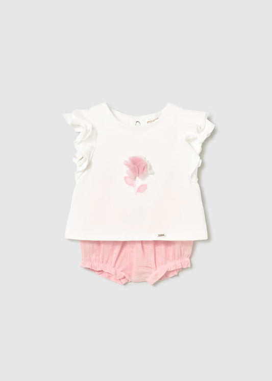 Conjunto pantalón corto y camiseta flor 1289 Mayoral